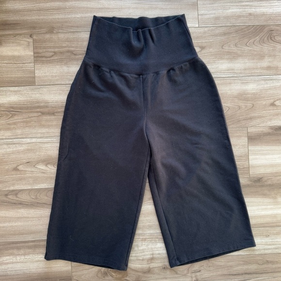 Loft Pull On Wide Leg Crop Pants Women’s Medium Petite Black Stretch - Picture 2 of 6